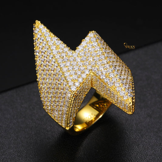 Arrow Hip Hop Ring Iced Out Gold and Diamond Bling Statement Jewelry for Rappers Streetwear Icons and Trendsetters SwanDiamond