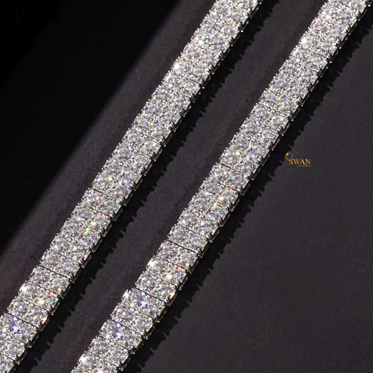 Classic Single Row Natural Diamond Tennis Necklace in White Gold Sparkling Prong Set Luxury Statement Jewelry Gift swandiamond