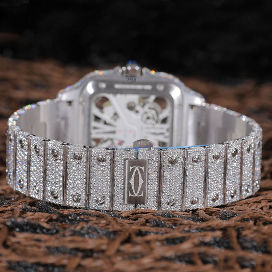 Iced Out Skeleton Watch VVS Moissanite Custom Silver Men’s Luxury Mechanical Timepiece High-End Designer Style SwanDiamond