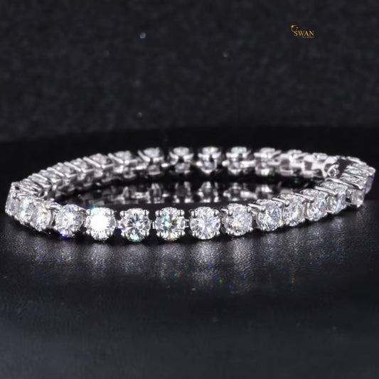 Timeless White Gold Diamond Tennis Bracelet with Brilliant Round Cut Natural Diamonds Luxury Sparkling Jewelry Elegant Gift for Her swandiamond
