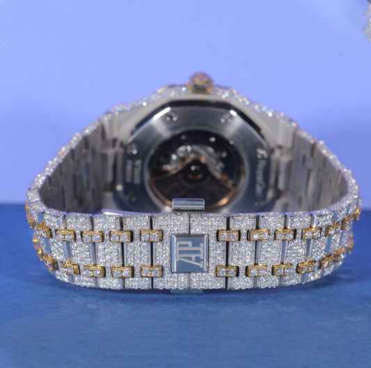 Rose Gold Arabic Dial Iced Out Watch Custom Moissanite Diamond Men’s Luxury Timepiece with Full Pavé Setting SwanDiamond