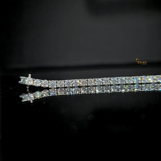 Double Row Round Cut Diamond Tennis Bracelet in Silver with Sparkling Natural Stones Luxury Statement Jewelry Gift for Him or Her swandiamond