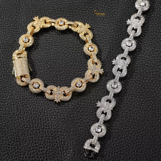 Luxury Diamond Circle Link Bracelet Iced Out Gold and Silver Statement Jewelry for Men and Women swandiamond