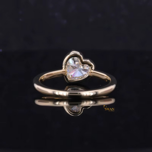 925 Silver Handcrafted Heart Cut Diamond Ring in Gold Plated Classic Solitaire Romantic Engagement Bridal Jewelry Gift swandiamond