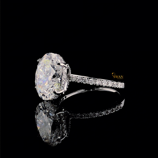 925 Silver Oval Cut Diamond Engagement Ring Solid White Gold Plated with Sparkling Pavé Band Modern Luxury Bridal Wedding Jewelry Gift for Women swandiamond