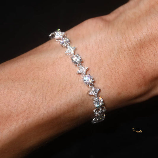 Brilliant Princess and Round Cut Diamond Tennis Bracelet in White Gold Sparkling Natural Diamond Jewelry Elegant Timeless Gift for Her swandiamond