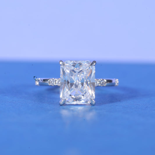 3CT Radiant Cut Lab Grown Diamond Solitaire Ring For Women Engagement