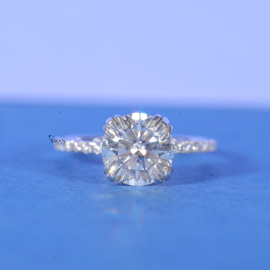 2CT Round Brilliant Cut Double Prong Set Lab Grown Diamond Wedding Ring