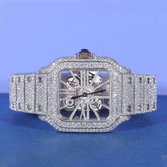 Skeleton Dial Iced Out Watch VVS Moissanite Custom Silver Luxury Men’s Mechanical Timepiece High-End Designer Style SwanDiamond