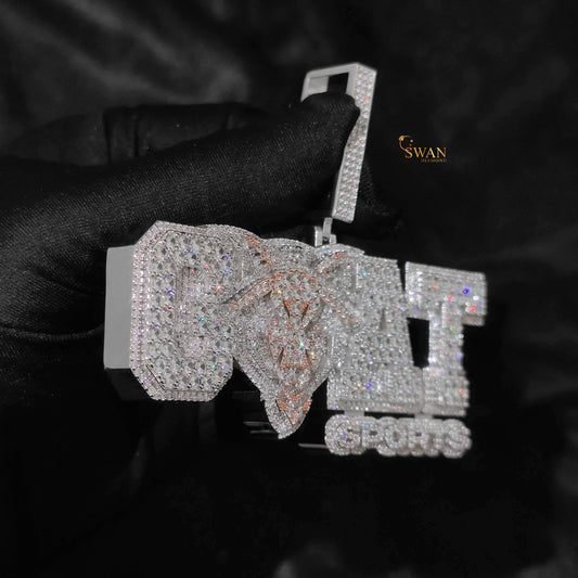 Custom Horse Logo Pendant Fully Iced Out in Silver with VVS Moissanite Diamonds Luxury Hip Hop Jewelry Statement Necklace for Men swandiamond