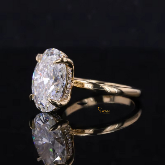 Oval Cut Solitaire 925 Silver Diamond Engagement Ring in Classic Four Prong Setting Elegant Bridal Jewelry Gift for Her swandiamond