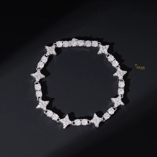 Star Shape Diamond Tennis Bracelet in White Gold Sparkling Natural Diamond Jewelry Elegant Luxury Statement Gift for Her swandiamond