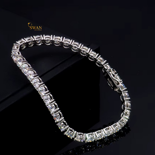 Classic Round Cut Diamond Tennis Bracelet in White Gold Sparkling Natural Diamond Jewelry Timeless Elegant Luxury Gift for Her swandiamond