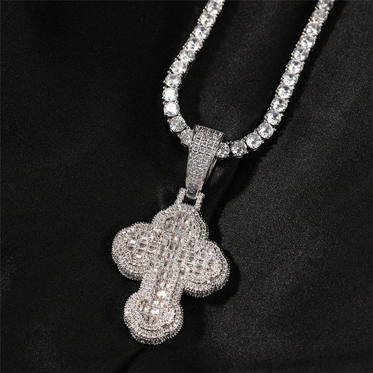 Cross Pendant Fancy Cut Diamond Moissanite Pendant by swandiamond