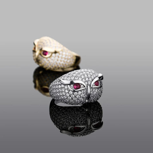 Charm Jewelry Hip Hop Ring Men Lab Grown Diamond Jewelry 925 Sterling Silver Ring Iced Out Custom Owl Shape Ring For Men