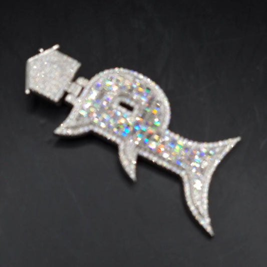 925 Sterling Silver VVS Moissanite Diamond Initial Logo Pendant Custom Letter Number Name Initial for Men Fine Jewelry