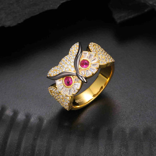 Iced out Moissanite Baguette And Round original Diamond Rings 925 Sterling SIlver Hip hop Ring Pass Diamond Tester Men Owl Ring