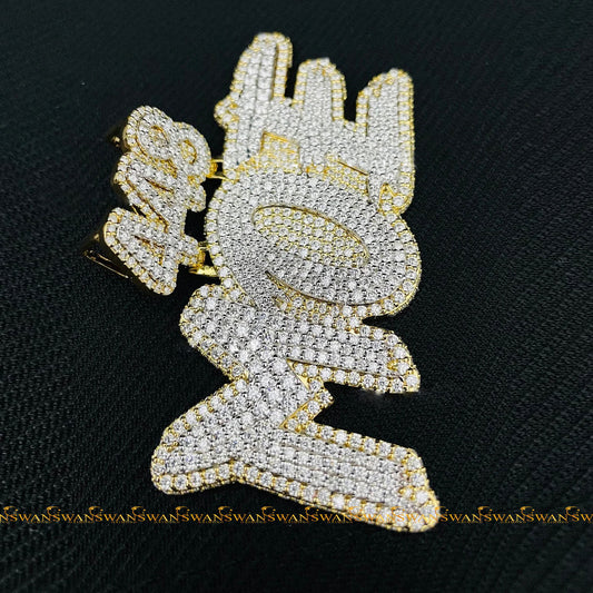 A Beautiful 925 Sterling Silver Round Brilliant Cut Moissanite Diamonds Totally Iced Out With Letter Hip Hop Style Pendant