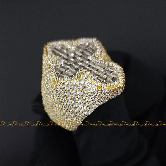 Wholesale Custom Luxury Hip Hop Jewelry 925 Sterling Silver Fully Iced Eternity VVS Diamond Lab Grown Iced Out Cross Ring