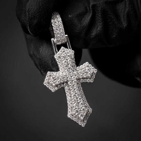 Cross Jesus Silver Moissanite Pendant Simple Modern Delicate For Men Women