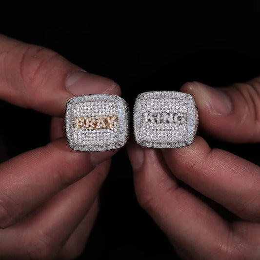 Personalized Letter Logo Vvs Iced Out Lab Grown Hip Hop Ring Pass Diamond Test Fine Jewelry 925 Sterling Silver Rings For Men