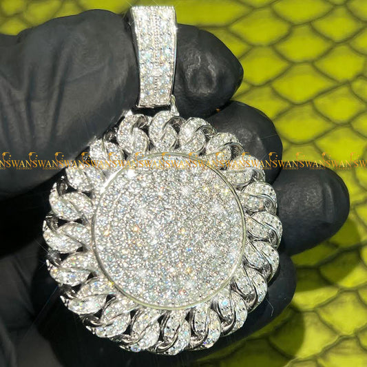 Mosaic Sunflower Pendant Necklace in 925 Sterling Silver with Moissanite diamond