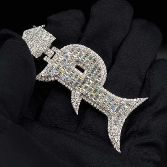 925 Sterling Silver VVS Moissanite Diamond Initial Logo Pendant Custom Letter Number Name Initial for Men Fine Jewelry