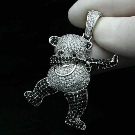 VVS1 Custom Panda Head Moissanite Diamond Pendants & Charms