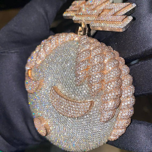 Trendy Hip Hop Jewelry Full Iced Out Face Pendants Vvs Moissanite Diamond Charm Pendants 925 Sterling Silver Jewelry