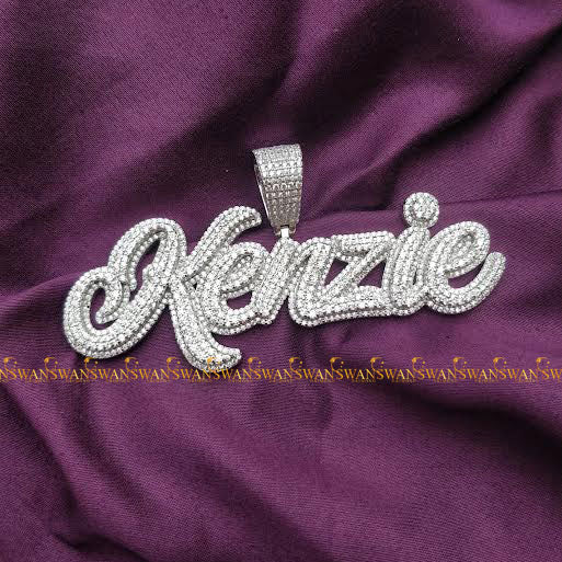 Trendy Moissanite diamond custom Name Pendant In 925 Sterling Silver