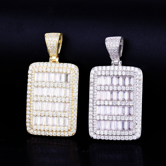 Trendy Dogtag Hip Hop Pendant Fully Studded in 925 Sterling Silver And Moissanite Diamonds