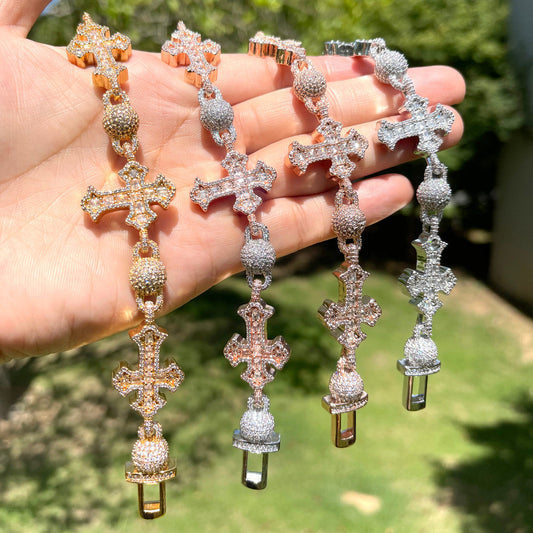 Super Heavy BIG Chain 18k Gold Necklace Bracelet Cuban Hip Hop Rock Bracelets In Moissanite 925 Silver