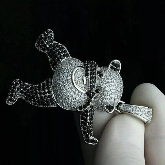 VVS1 Custom Panda Head Moissanite Diamond Pendants & Charms