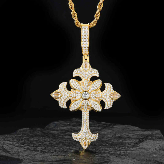 Jesus Cross Pendant Moissanite Diamonds Necklace Unisex for Women men by swandiamond
