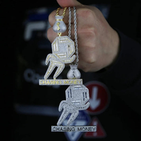Baguette Chasing Money Hip Hop Pendant by swandiamond