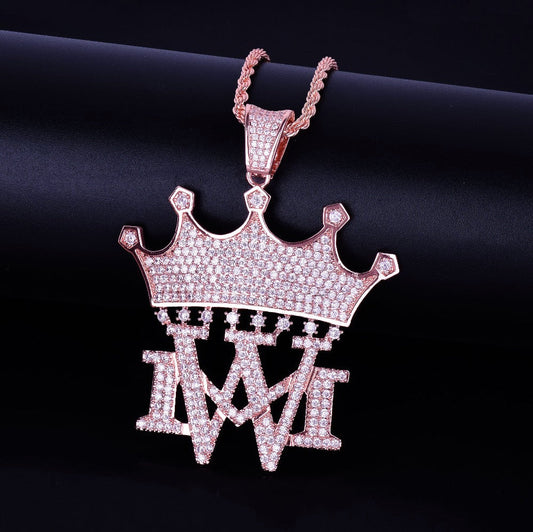 King Crown MW Moissanite Diamond Necklace Hip Hop Pendant For Men