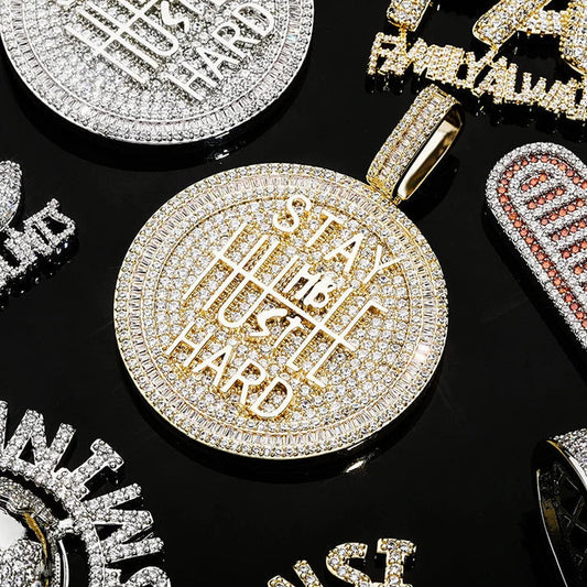 Stay Humble Hustle Hard HipHop Pendant Necklace by swandiamond