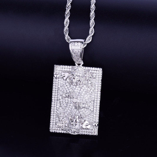 925 Silver Fancy Moissanite Finish Dogtag Pendant Hip Hop Jewelry Fashion