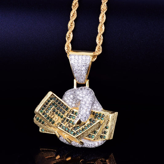 Latest Design Hand with Money Dollar In Moissanite Pendants For Necklace Unisex