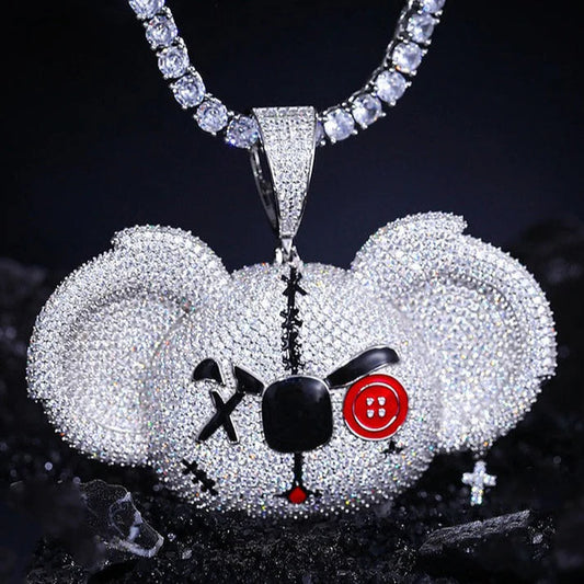 Big Ears Koala Cartoon Animal Hip Hop Pendant With Moissanite Diamonds For Unisex