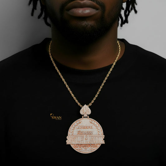 Hip Hop Jewelry Rose Gold Self Made Medallion Pendant Iced Out with VVS Moissanite Diamonds Custom Necklace for Men swandiamond