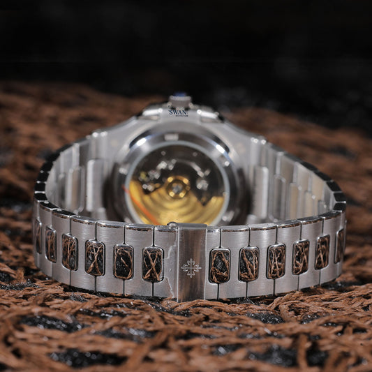 White Dial Luxury Watch with Pink Sapphire Bezel and Stainless Steel Bracelet SwanDiamond