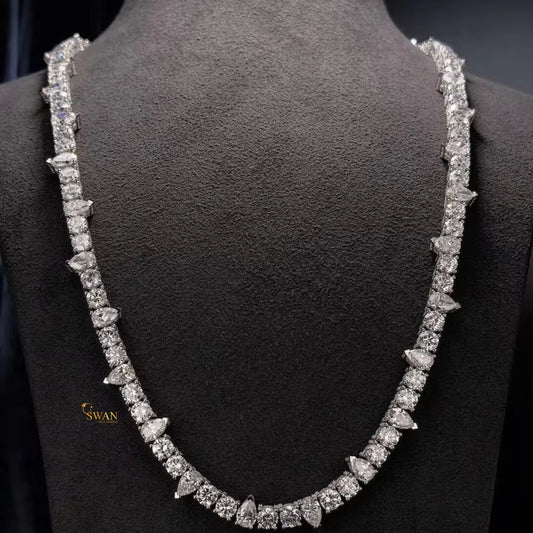 Unique Pear and Round Cut Diamond Tennis Bracelet in White Gold Elegant Luxury Jewelry Men for Women Anniversary Wedding Gift swandiamond