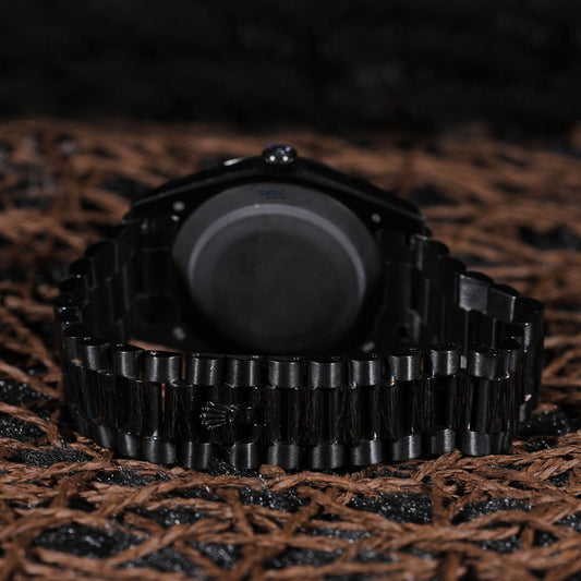Black Dial Day-Date Luxury Watch with Diamond Bezel and Black Bracelet SwanDiamond