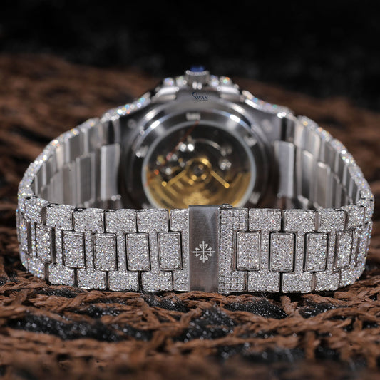 Iced Out Style Watch with Tiffany Blue Dial – Custom Luxury Diamond Timepiece for MenSwanDiamond