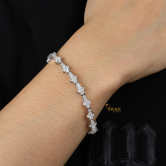 Elegant Star Shape Diamond Tennis Bracelet in White Gold Sparkling Natural Diamond Jewelry Luxury Timeless Gift for Her swandiamond
