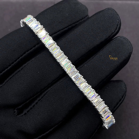 Elegant Baguette Cut Diamond Tennis Bracelet in White Gold Sparkling Natural Diamond Jewelry Timeless Luxury Statement Gift for Her swandiamond