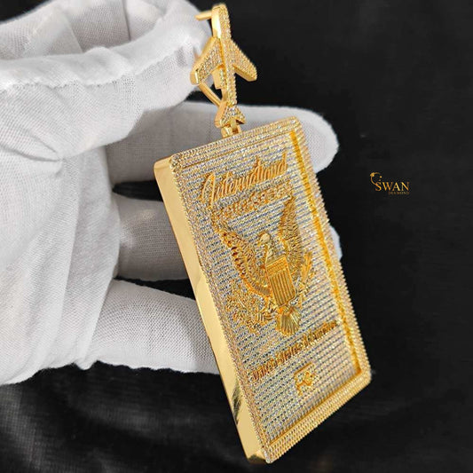 Luxury Hip Hop Necklace Custom Gold Rectangle Pendant Fully Iced Out with VVS Moissanite Diamonds  for Men Urban Streetwear Jewelry swandiamond