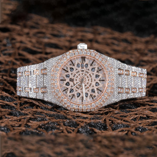 Roulette Dial Iced Out Watch VVS Moissanite Custom Luxury Rose Gold Silver Timepiece for Men Hip Hop Designer Wristwatch SwanDiamond