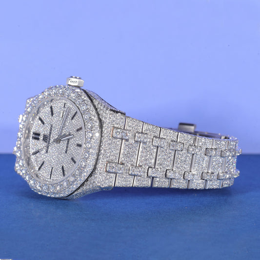 Silver Iced Out Watch VVS Moissanite Custom Luxury Timepiece for Men Elegant Hip Hop Style Designer Wristwatch SwanDiamond